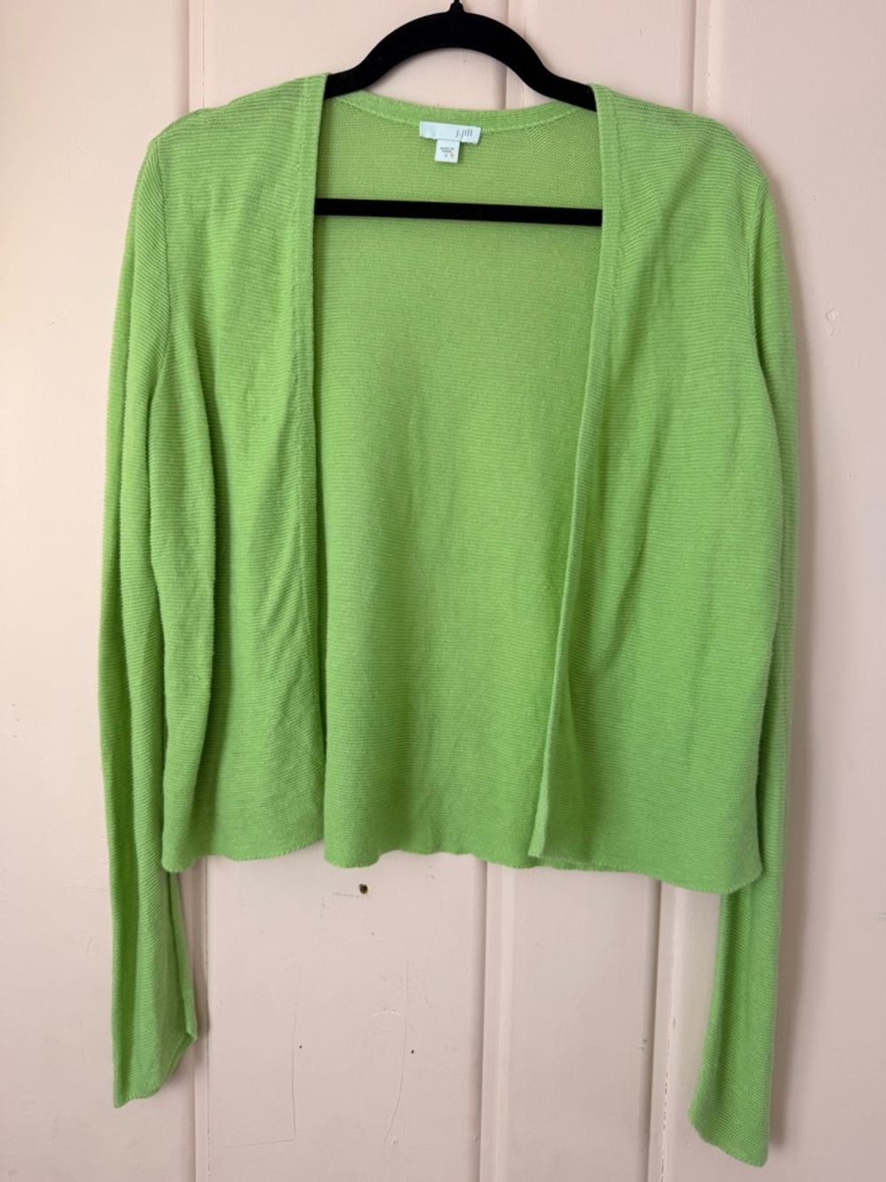 J. Jill Light Green Open-Front Linen Women's Cardigan Sweater szSmall
